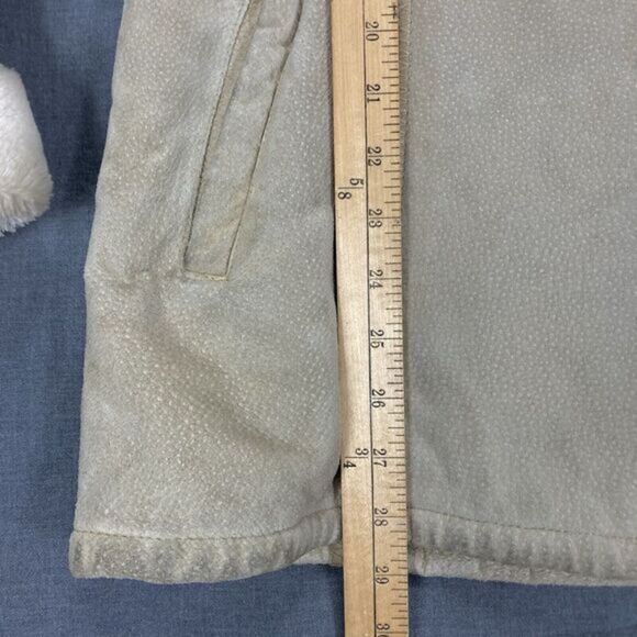 WILSONS‎ LEATHER Winter Coat Sz S Tan Suede Leather Hooded Faux Fur Lined Jacket - Picture 14 of 16